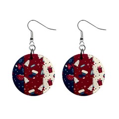 Flat Design Christmas Pattern Collection Art Mini Button Earrings