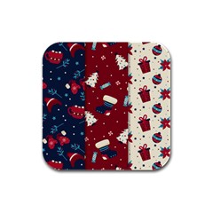 Flat Design Christmas Pattern Collection Art Rubber Square Coaster (4 Pack)