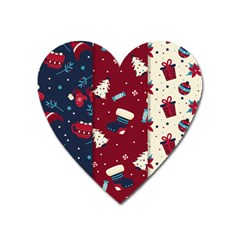 Flat Design Christmas Pattern Collection Art Heart Magnet