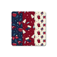 Flat Design Christmas Pattern Collection Art Square Magnet