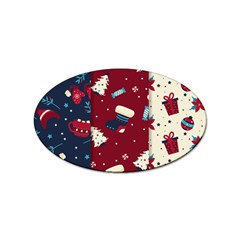 Flat Design Christmas Pattern Collection Art Sticker Oval (10 Pack)