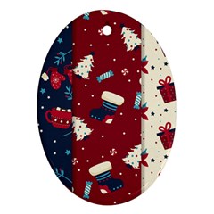 Flat Design Christmas Pattern Collection Art Oval Ornament (two Sides)