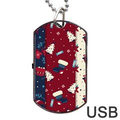 Flat Design Christmas Pattern Collection Art Dog Tag Usb Flash (two Sides)