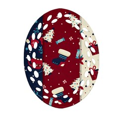 Flat Design Christmas Pattern Collection Art Oval Filigree Ornament (two Sides)