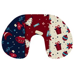 Flat Design Christmas Pattern Collection Art Travel Neck Pillow