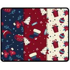 Flat Design Christmas Pattern Collection Art Two Sides Fleece Blanket (medium)