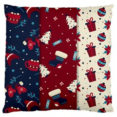 Flat Design Christmas Pattern Collection Art Large Premium Plush Fleece Cushion Case (two Sides)