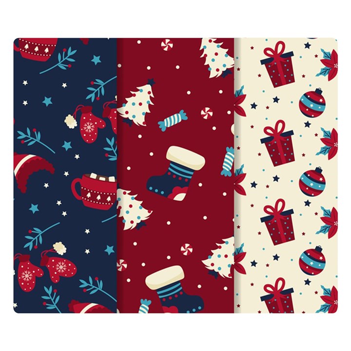 Flat Design Christmas Pattern Collection Art Two Sides Premium Plush Fleece Blanket (Kids Size)