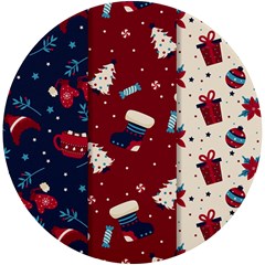 Flat Design Christmas Pattern Collection Art Uv Print Round Tile Coaster