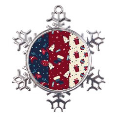 Flat Design Christmas Pattern Collection Art Metal Large Snowflake Ornament by Ket1n9