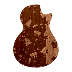 Flat Design Christmas Pattern Collection Art Guitar Shape Wood Guitar Pick Holder Case And Picks Set by Ket1n9