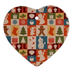 Cute Christmas Seamless Pattern Vector  - Ornament (heart)