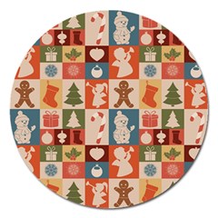 Cute Christmas Seamless Pattern Vector  - Magnet 5  (round)