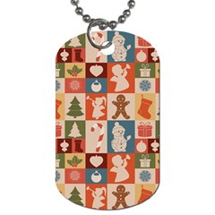 Cute Christmas Seamless Pattern Vector  - Dog Tag (one Side)