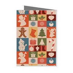 Cute Christmas Seamless Pattern Vector  - Mini Greeting Cards (pkg Of 8)