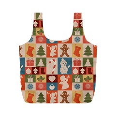 Cute Christmas Seamless Pattern Vector  - Full Print Recycle Bag (m)