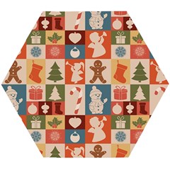 Cute Christmas Seamless Pattern Vector  - Wooden Puzzle Hexagon by Ket1n9