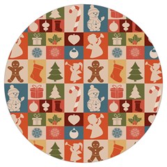 Cute Christmas Seamless Pattern Vector  - Round Trivet by Ket1n9