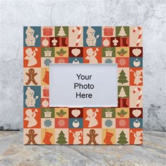 Cute Christmas Seamless Pattern Vector  - White Box Photo Frame 4  X 6 