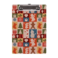 Cute Christmas Seamless Pattern Vector  - A5 Acrylic Clipboard