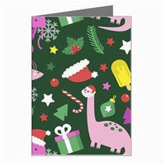 Dinosaur Colorful Funny Christmas Pattern Greeting Card