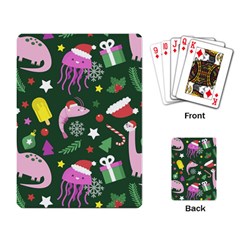 Dinosaur Colorful Funny Christmas Pattern Playing Cards Single Design (rectangle)