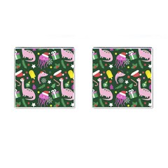 Dinosaur Colorful Funny Christmas Pattern Cufflinks (square)