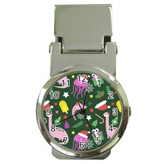 Dinosaur Colorful Funny Christmas Pattern Money Clip Watches