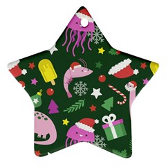 Dinosaur Colorful Funny Christmas Pattern Star Ornament (two Sides)