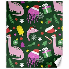 Dinosaur Colorful Funny Christmas Pattern Canvas 20  X 24  by Ket1n9