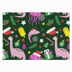 Dinosaur Colorful Funny Christmas Pattern Large Glasses Cloth (2 Sides)