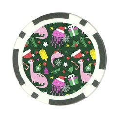 Dinosaur Colorful Funny Christmas Pattern Poker Chip Card Guard