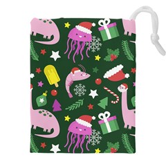 Dinosaur Colorful Funny Christmas Pattern Drawstring Pouch (4xl) by Ket1n9