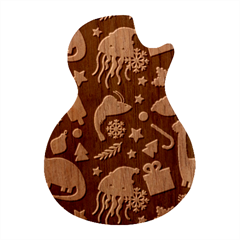 Dinosaur Colorful Funny Christmas Pattern Guitar Shape Wood Guitar Pick Holder Case And Picks Set by Ket1n9