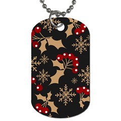 Christmas Pattern With Snowflakes Berries Dog Tag (two Sides)