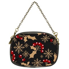 Christmas Pattern With Snowflakes Berries Chain Purse (one Side)