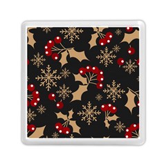 Christmas Pattern With Snowflakes Berries Memory Card Reader (square)