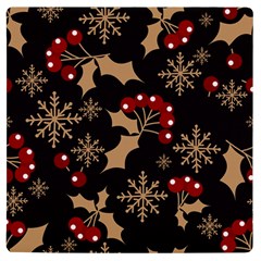 Christmas Pattern With Snowflakes Berries Uv Print Square Tile Coaster 