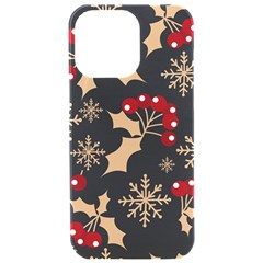 Christmas Pattern With Snowflakes Berries Iphone 15 Pro Max Black Uv Print Pc Hardshell Case by Ket1n9