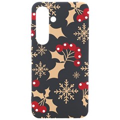 Christmas Pattern With Snowflakes Berries Samsung Galaxy S24 6 2 Inch Black Tpu Uv Case by Ket1n9