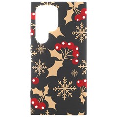 Christmas Pattern With Snowflakes Berries Samsung Galaxy S24 Ultra 6 9 Inch Black Tpu Uv Case by Ket1n9