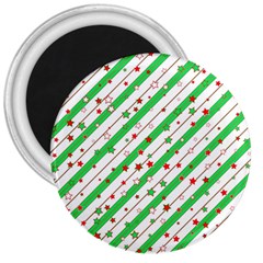 Christmas Paper Stars Pattern Texture Background Colorful Colors Seamless 3  Magnets