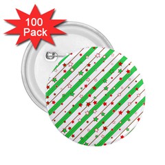 Christmas Paper Stars Pattern Texture Background Colorful Colors Seamless 2 25  Buttons (100 Pack) 