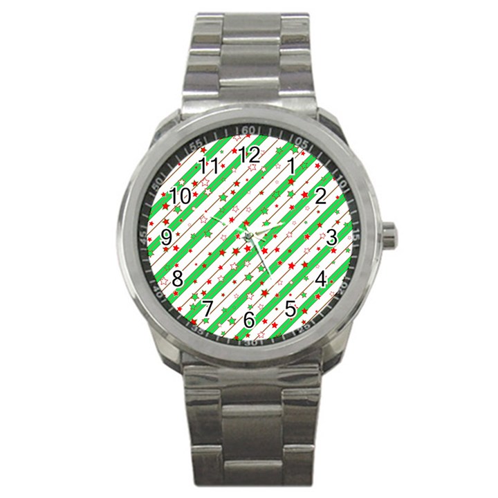 Christmas Paper Stars Pattern Texture Background Colorful Colors Seamless Sport Metal Watch