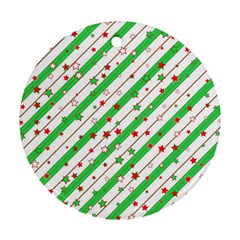 Christmas Paper Stars Pattern Texture Background Colorful Colors Seamless Round Ornament (two Sides)