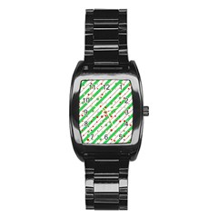 Christmas Paper Stars Pattern Texture Background Colorful Colors Seamless Stainless Steel Barrel Watch