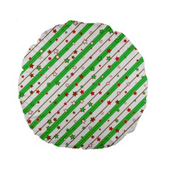 Christmas Paper Stars Pattern Texture Background Colorful Colors Seamless Standard 15  Premium Flano Round Cushions