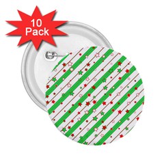 Christmas Paper Stars Pattern Texture Background Colorful Colors Seamless 2 25  Buttons (10 Pack) 