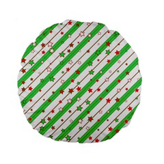 Christmas Paper Stars Pattern Texture Background Colorful Colors Seamless Standard 15  Premium Round Cushions