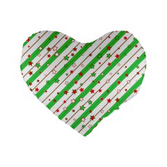 Christmas Paper Stars Pattern Texture Background Colorful Colors Seamless Standard 16  Premium Heart Shape Cushions